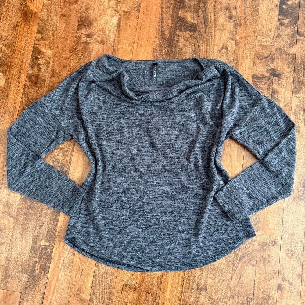 Massini Women's Grey Sparkly Cowl Neck Top